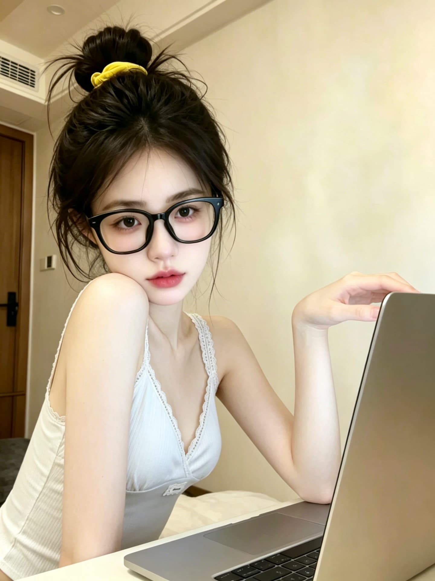 실사 순수한 욕망 달콤한 핫걸 레이스 조각 튜브탑 V넥 캐미솔 여름 허리 수축 쇼트 스타일 민소매 맨위 상세 이미지 4