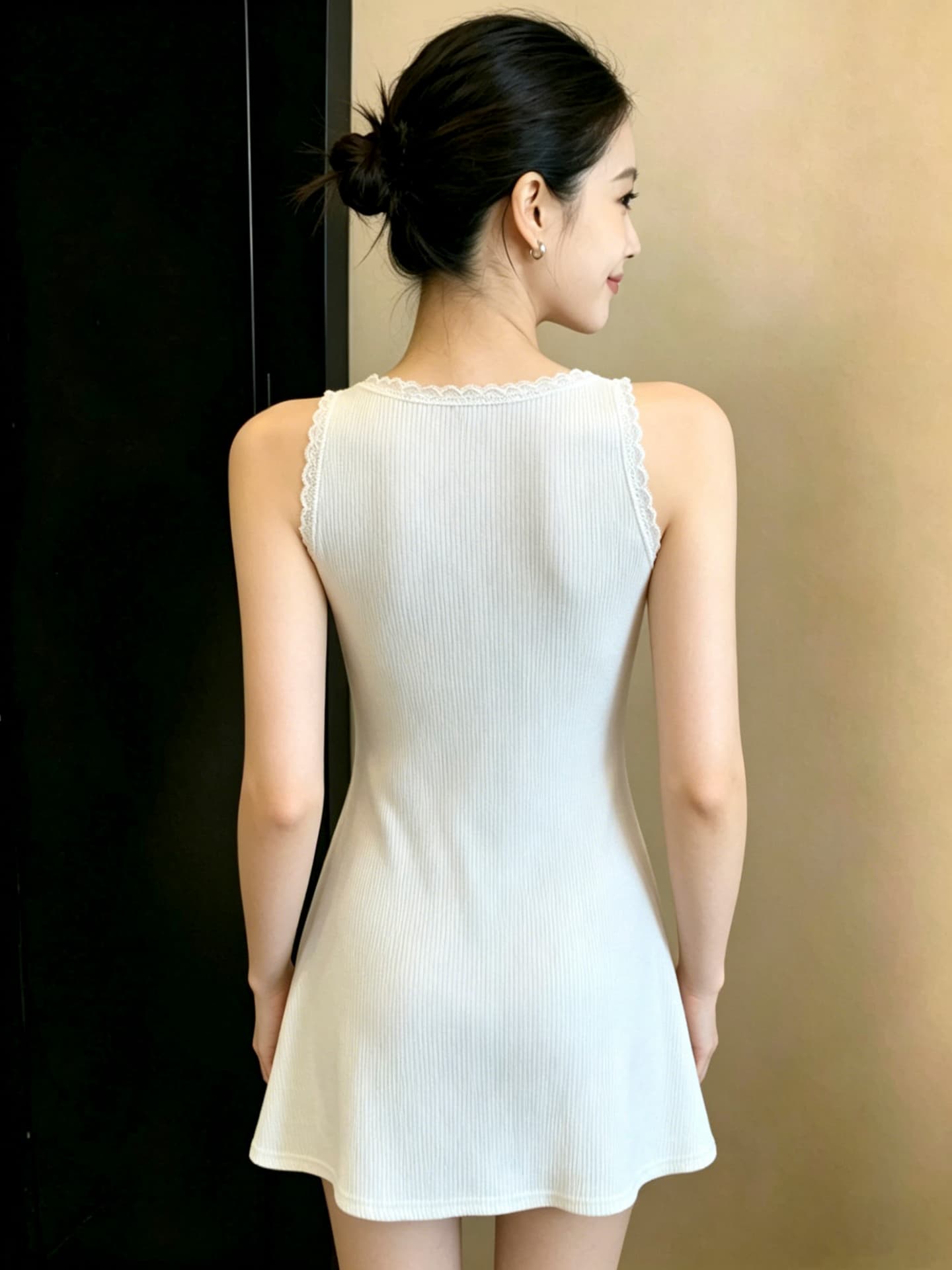 실사 레이스 레이스 V넥 슬립 여성 드레스 벨트 가슴 패드 여름 핫걸 바람 녹색 A라인 스커트 미니 스커트 이미지 2
