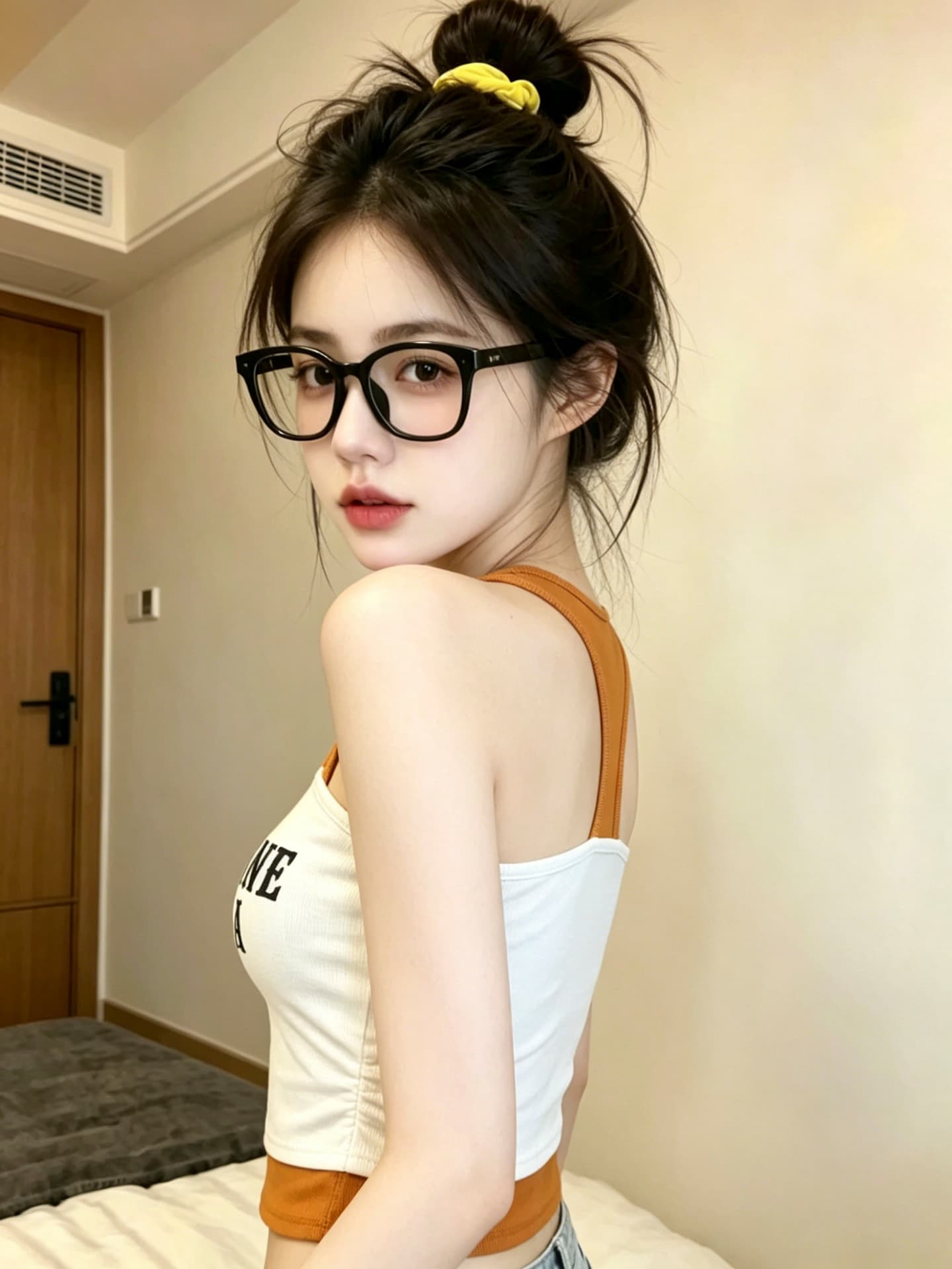 실사 2026 여름 새로운 페이크 레이어드 조끼 여성 벨트 가슴 패드 패치워크 색상 핫걸 알파벳 민소매 맨위 트렌디 상세 이미지 9