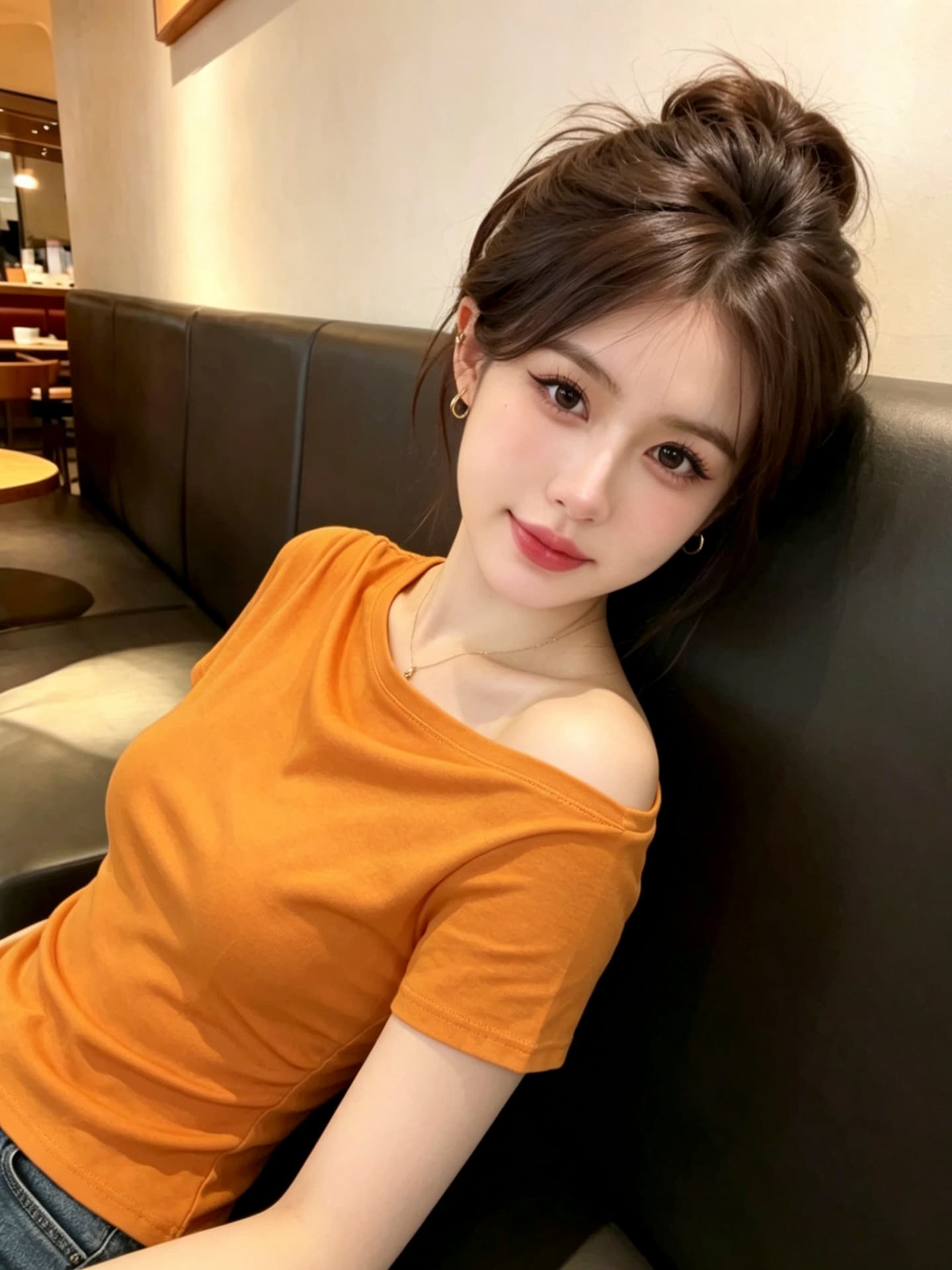 실사 한국 스타일 품격 오프숄더 품격 허리 수축 슬림해 보이는 반팔 티셔츠 여성 2026 새로운 다용도 비스듬한 어깨 의류 상세 이미지 20