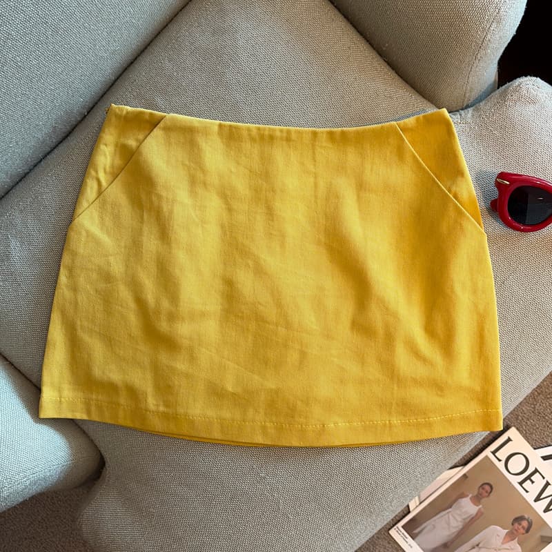 실사 여름 작은 키 단색 워시 물 면 도파민 핫걸 쇼트 스타일 미니멀리즘 다용도 빨간색 반신 스커트 상세 이미지 17
