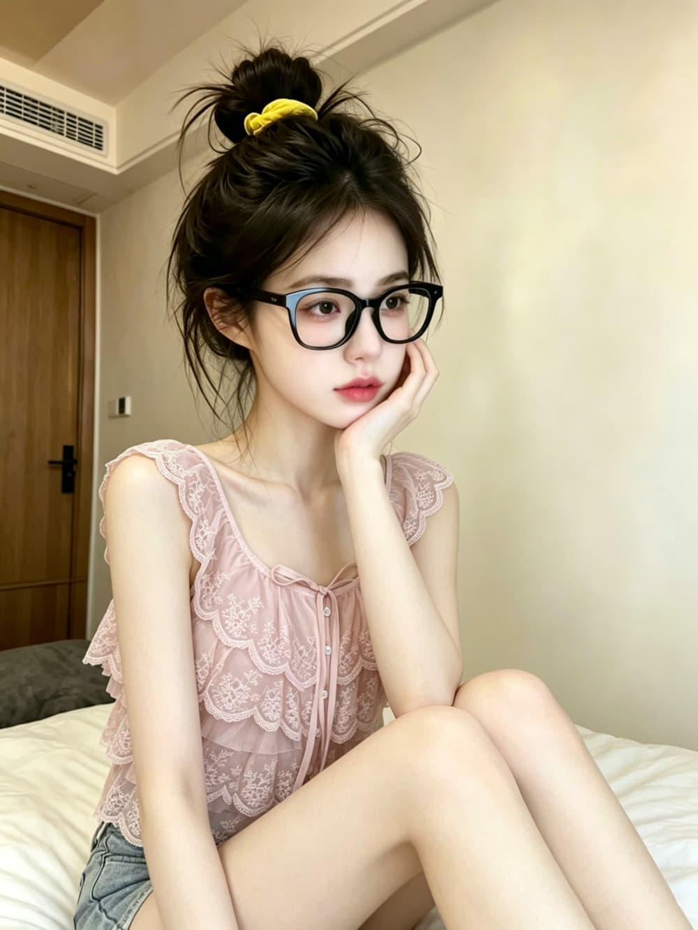 실사 프랑스식 프릴 여러 단계 레이스 조각 Feifei 소매 여성 셔츠 여름 2026 쇼트 스타일 맨위 상세 이미지 3