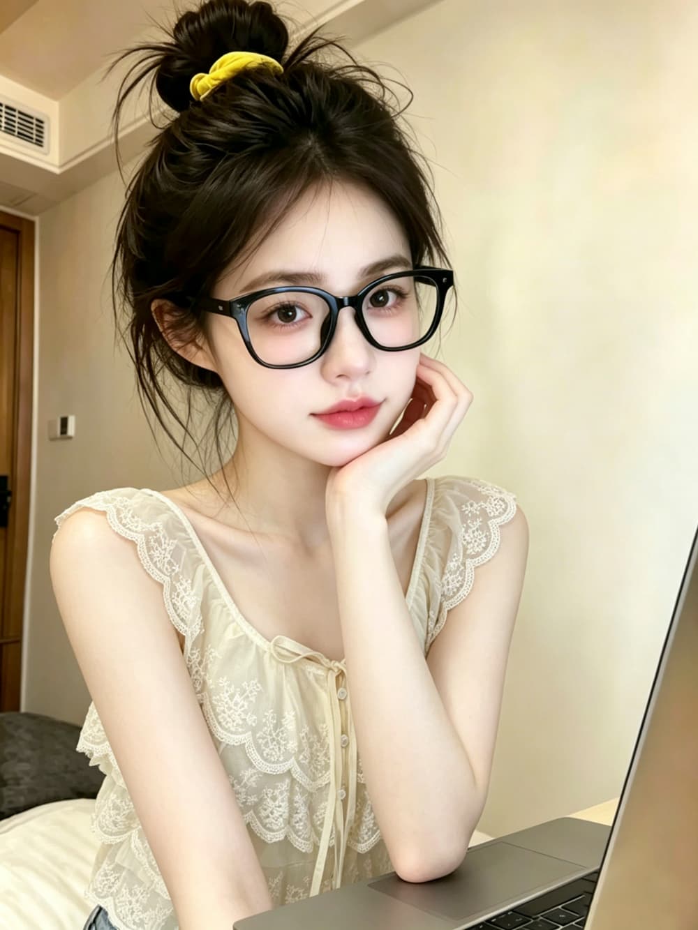실사 프랑스식 프릴 여러 단계 레이스 조각 Feifei 소매 여성 셔츠 여름 2026 쇼트 스타일 맨위 상세 이미지 9