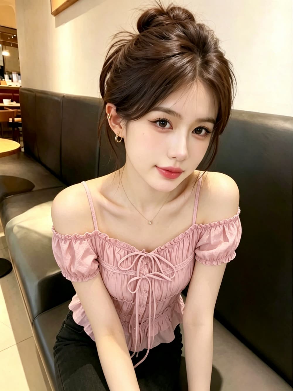 실사 한 부서 작은 키 달콤한 스타일 주름 레이스업 여성 셔츠 2026 여름 새로운 슬림해 보이는 연령 감소 맨위 상세 이미지 8