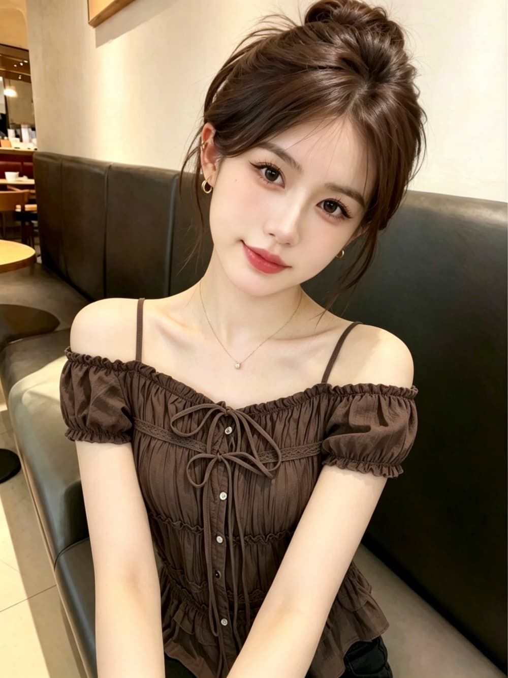 실사 한 부서 작은 키 달콤한 스타일 주름 레이스업 여성 셔츠 2026 여름 새로운 슬림해 보이는 연령 감소 맨위 상세 이미지 16