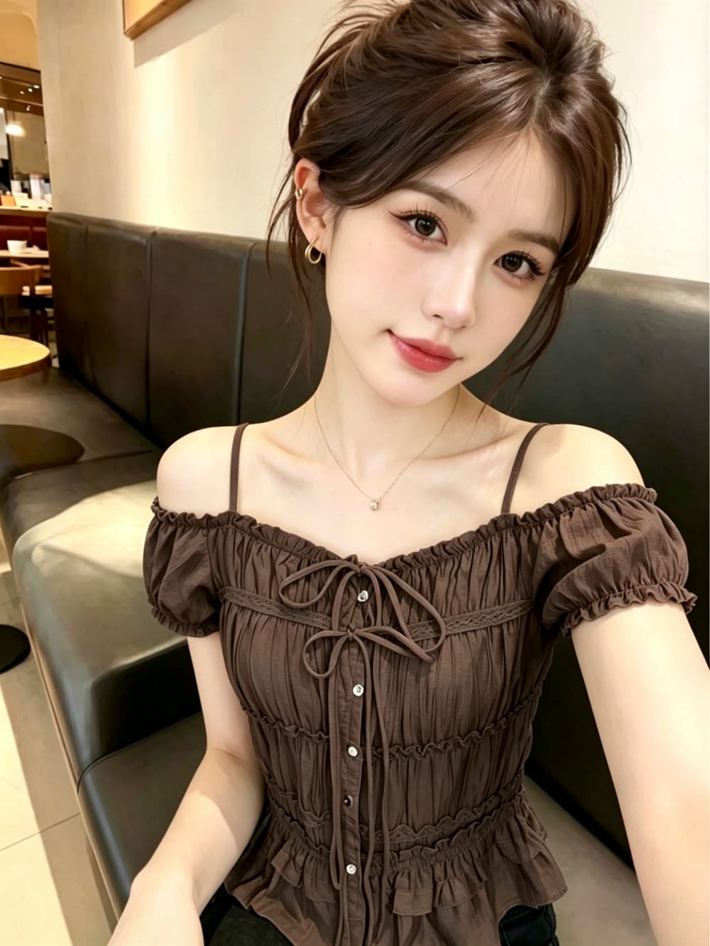 실사 한 부서 작은 키 달콤한 스타일 주름 레이스업 여성 셔츠 2026 여름 새로운 슬림해 보이는 연령 감소 맨위 상세 이미지 18