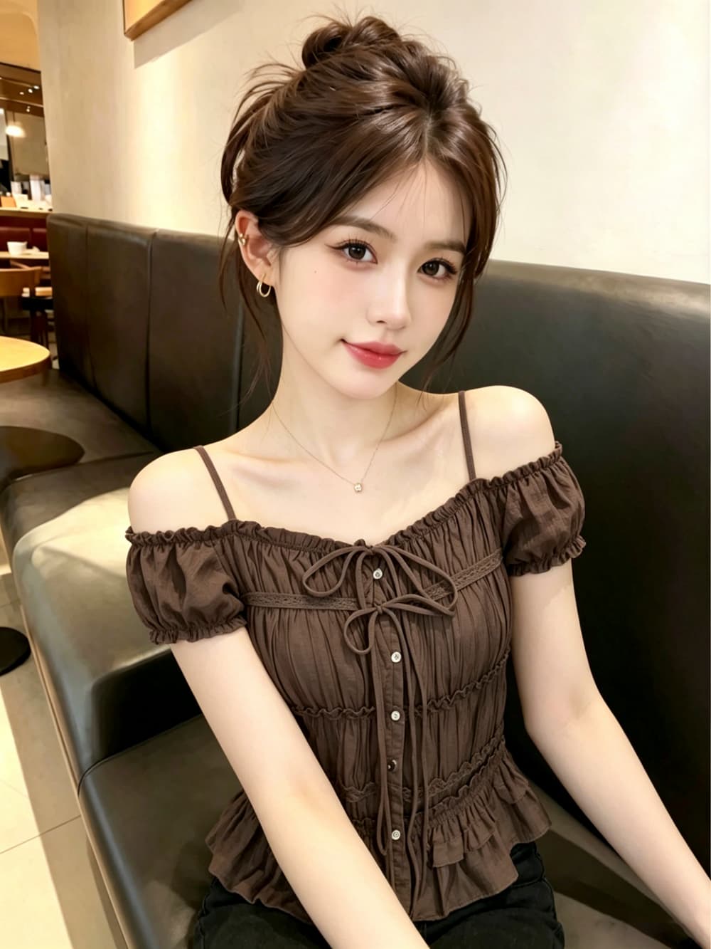 실사 한 부서 작은 키 달콤한 스타일 주름 레이스업 여성 셔츠 2026 여름 새로운 슬림해 보이는 연령 감소 맨위 상세 이미지 20
