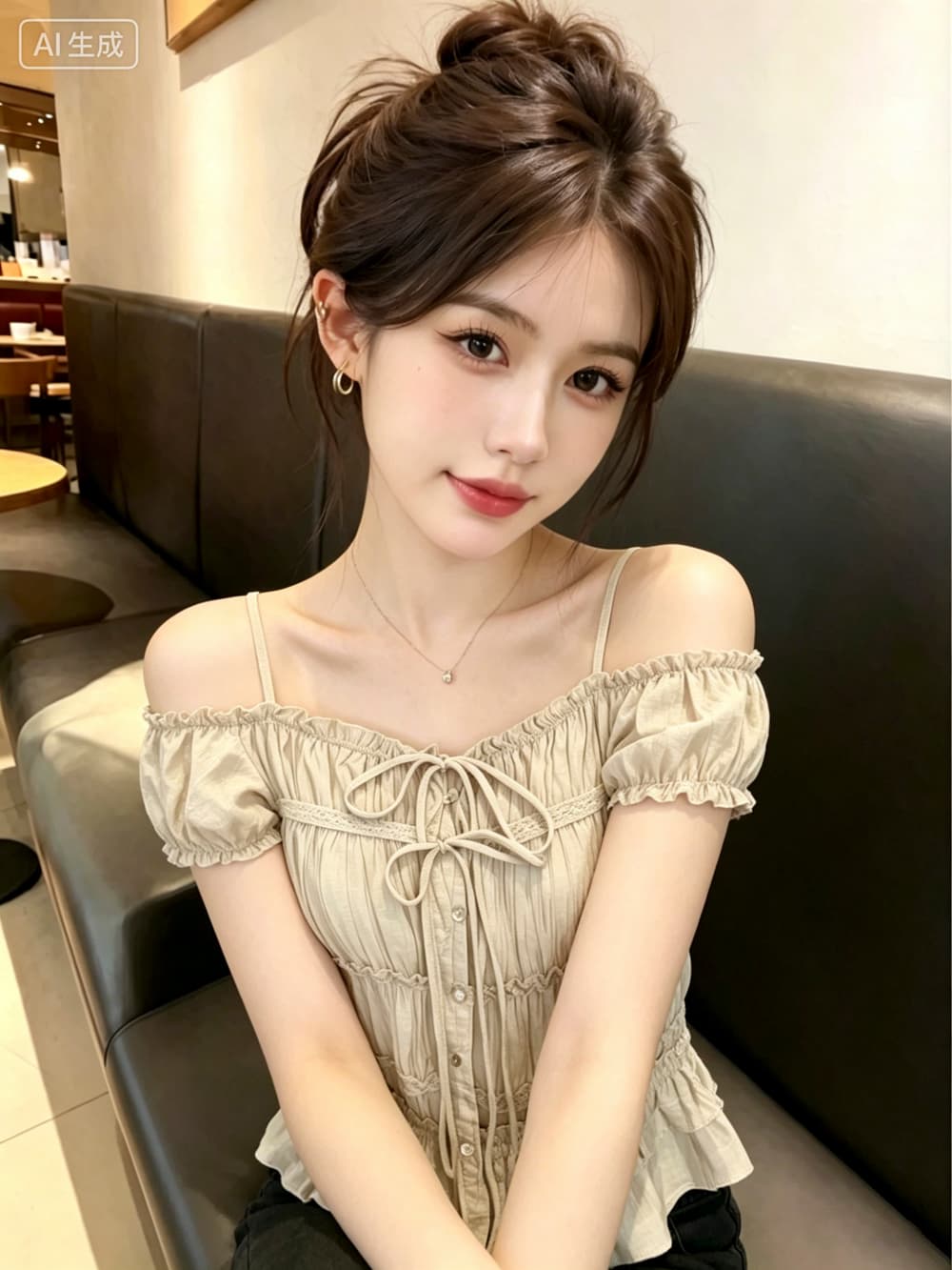 실사 한 부서 작은 키 달콤한 스타일 주름 레이스업 여성 셔츠 2026 여름 새로운 슬림해 보이는 연령 감소 맨위 상세 이미지 25