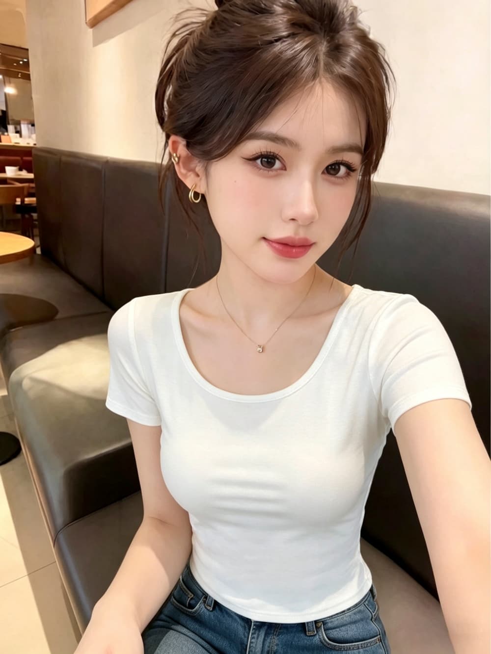 실사 여름 새로운 광장 칼라 패치워크 레이스 반팔 티셔츠 여성 의류 홀로우 아웃 Chic 이슬 멜빵 가슴 패드 의류 상세 이미지 1