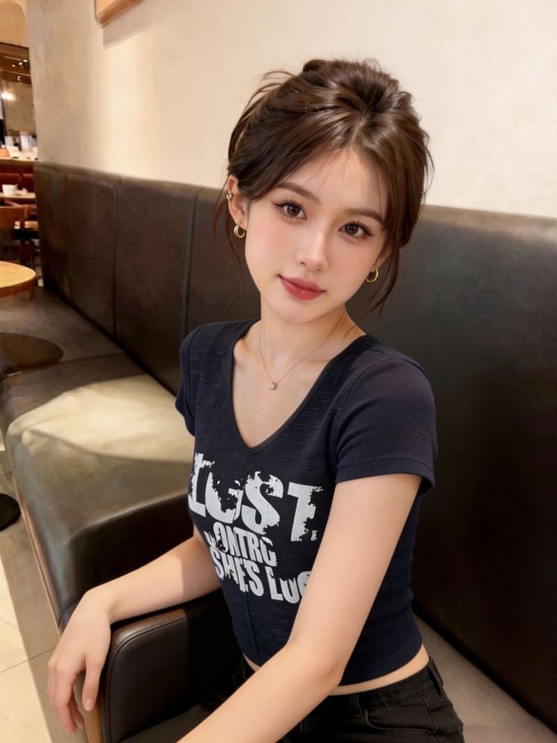 실사 2026 봄 여름 새로운 한국 스타일 V넥 반팔 티셔츠 여성 핫걸 레트로 알파벳 프린트 슬림해 보이는 맨위 여성 상세 이미지 10