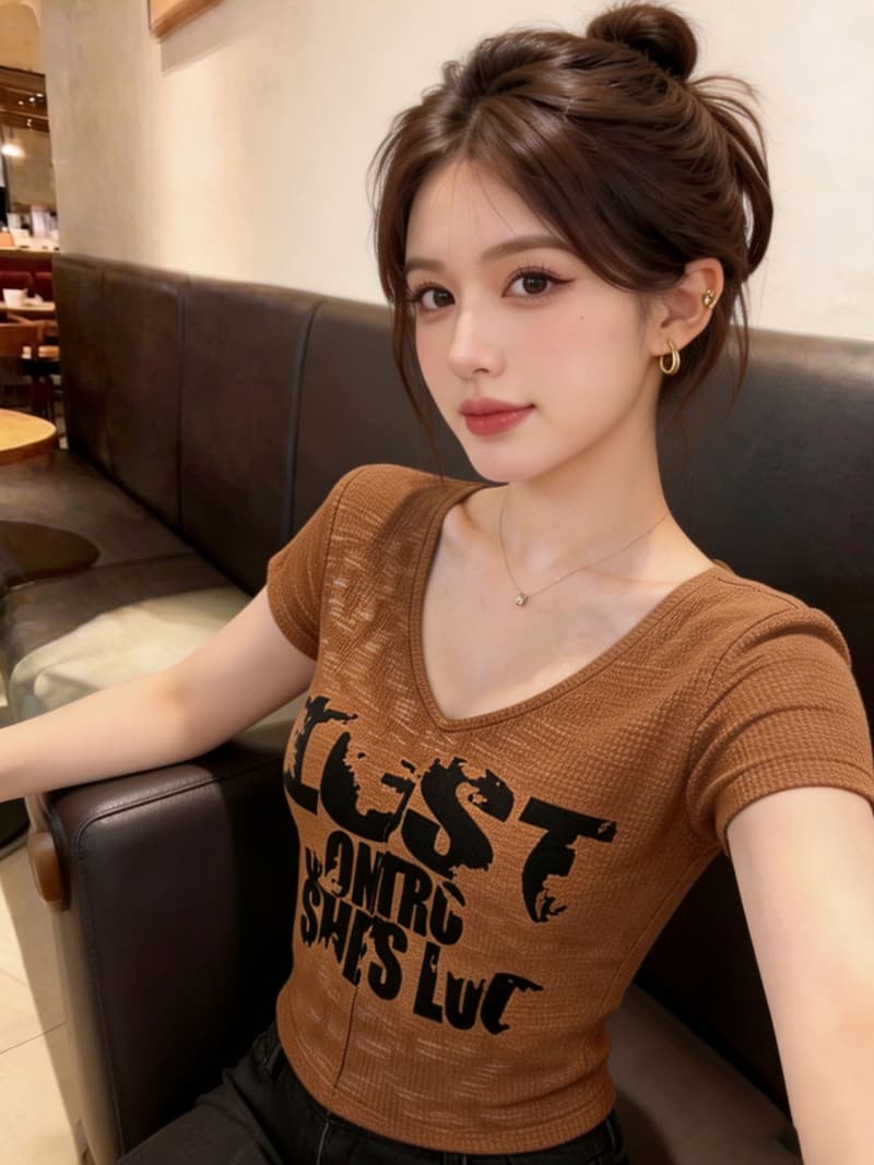 실사 2026 봄 여름 새로운 한국 스타일 V넥 반팔 티셔츠 여성 핫걸 레트로 알파벳 프린트 슬림해 보이는 맨위 여성 상세 이미지 15