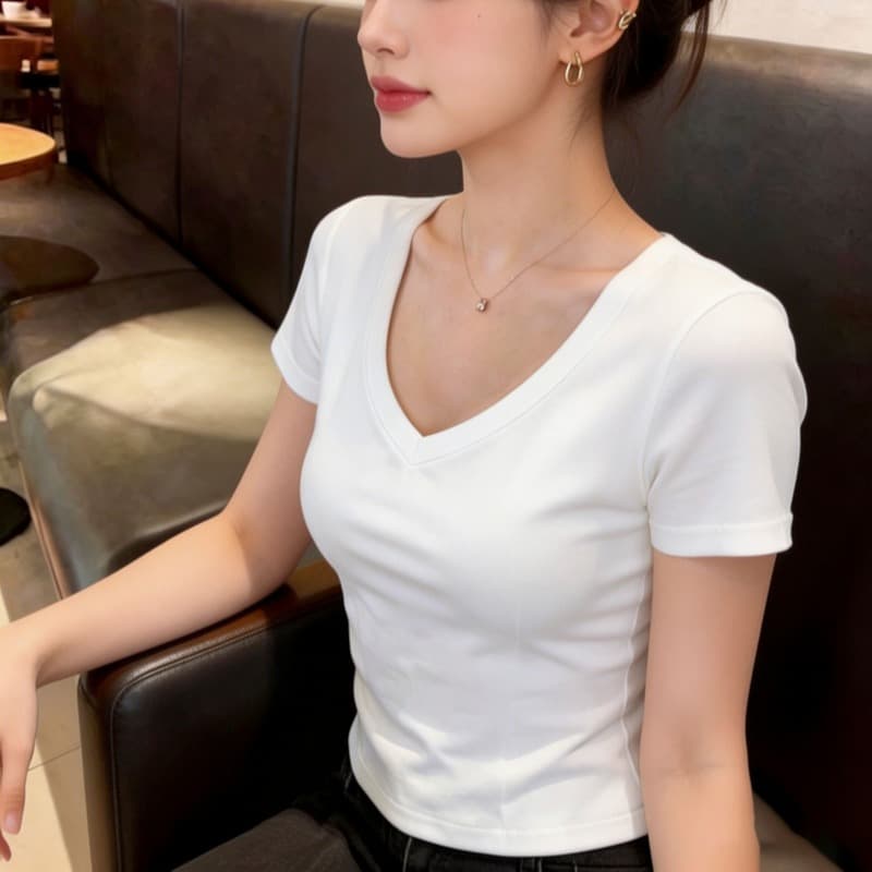 레이스 홀로우 아웃 백리스 반팔 티셔츠 여성 2026 여름 새로운 인터넷 유명인 폭발 몸매 가꾸기 핫걸 맨위 이미지 5