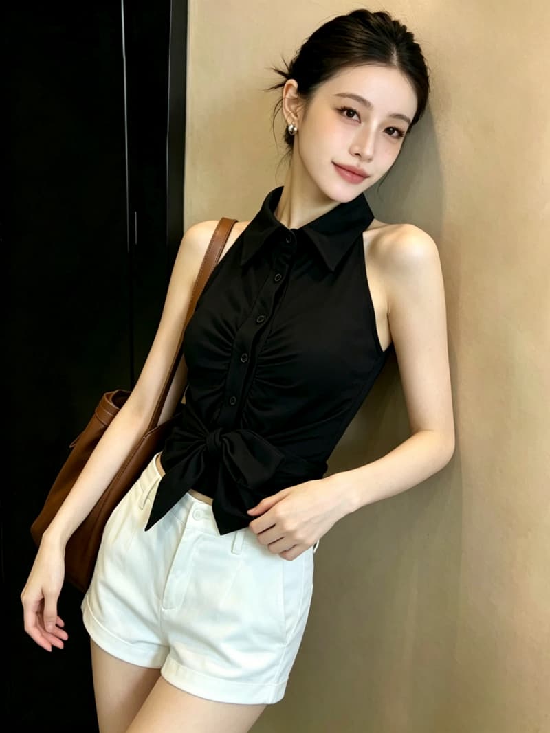 실사 디자인 센스 배색 스트라이프 스트랩 품격 행침 목 조끼 여성 여름 벨트 가슴 패드 민소매 맨위 상세 이미지 13