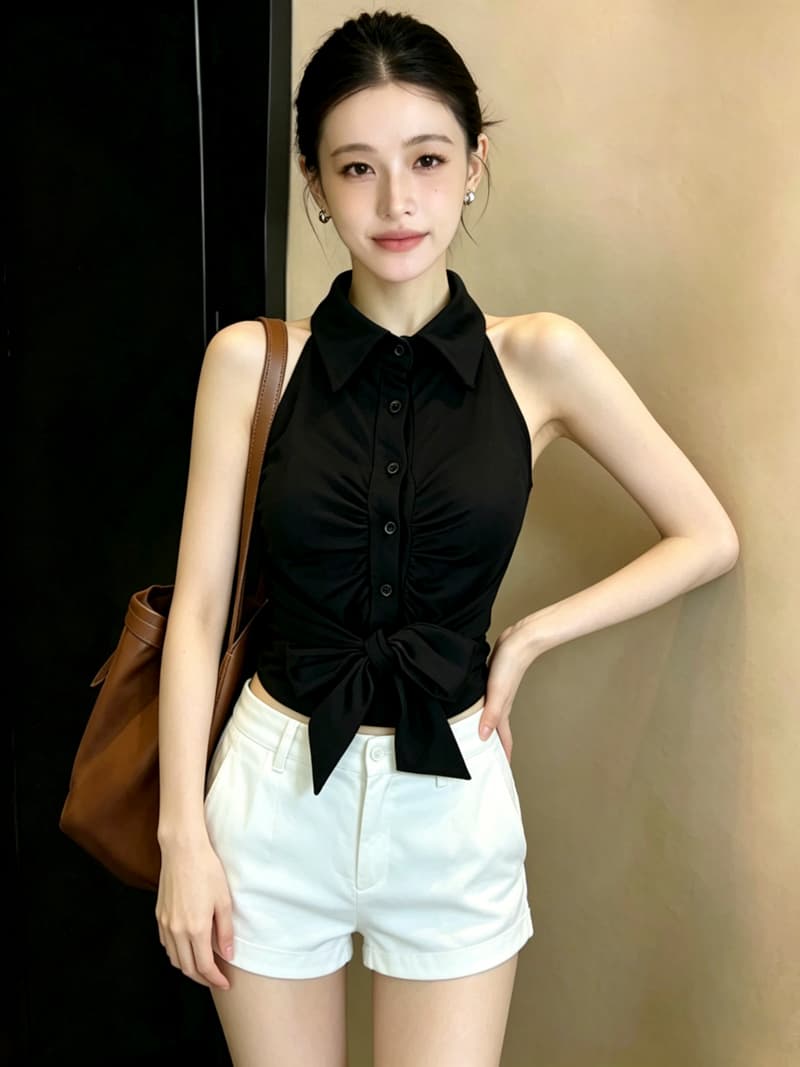실사 디자인 센스 배색 스트라이프 스트랩 품격 행침 목 조끼 여성 여름 벨트 가슴 패드 민소매 맨위 상세 이미지 16