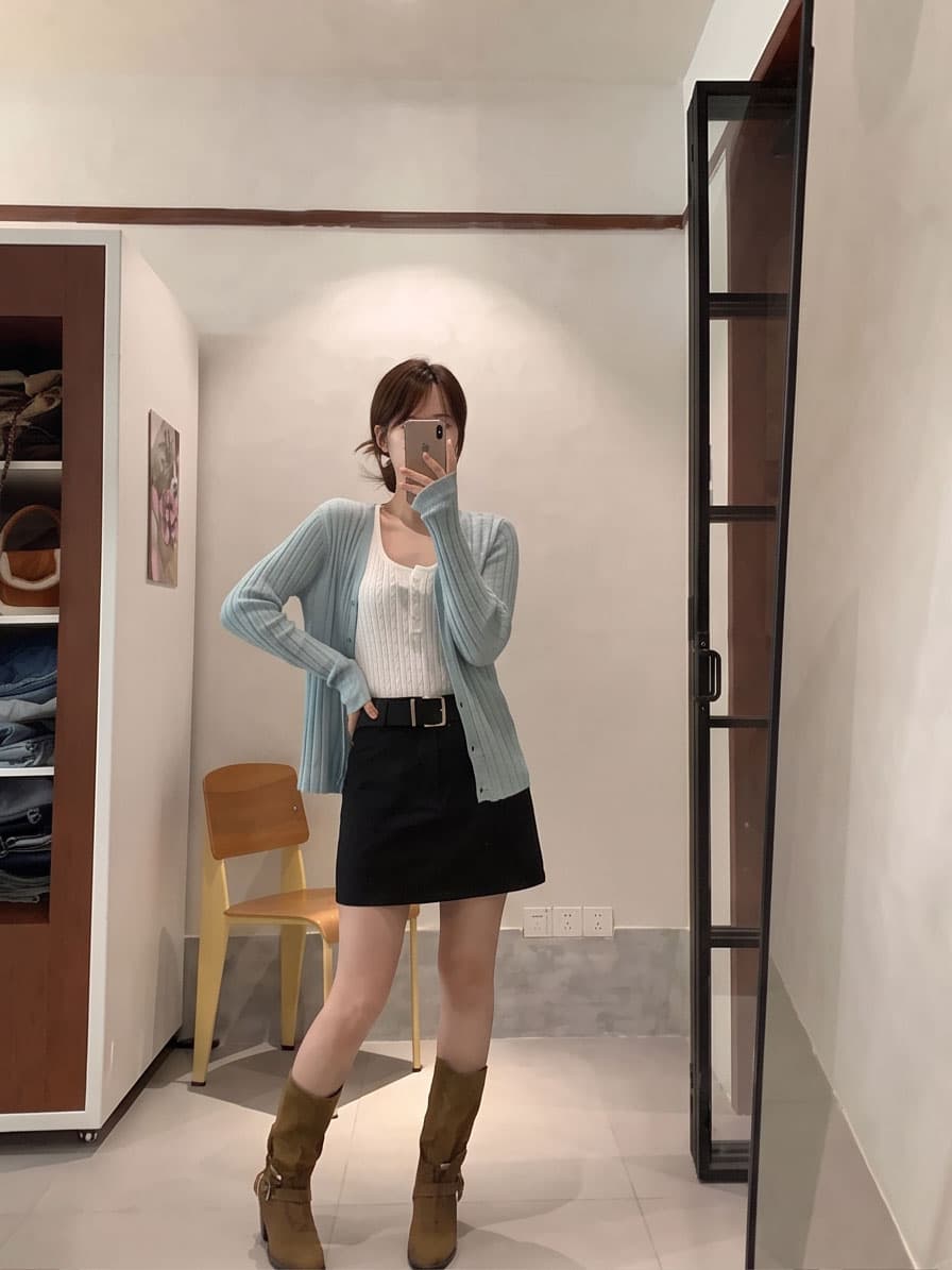실사 레트로 다용도 스웨이드 원단 미니 스커트 여성 가을 새로운 하이웨이스트 슬림해 보이는 노출 방지 A라인 스커트 벨트 포함 상세 이미지 1