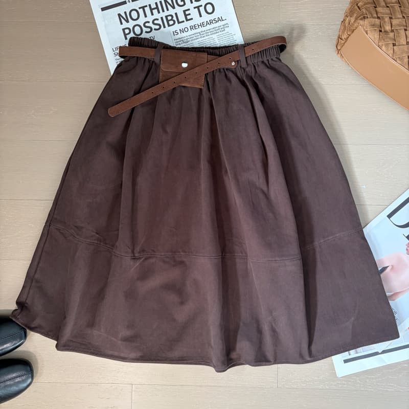 실사 2026 가을 일본과 한국 레트로 경기 힙색 워크웨어 반신 스커트 여성 가을 캐주얼 중간 길이 워시 물 면 치마 이미지 5