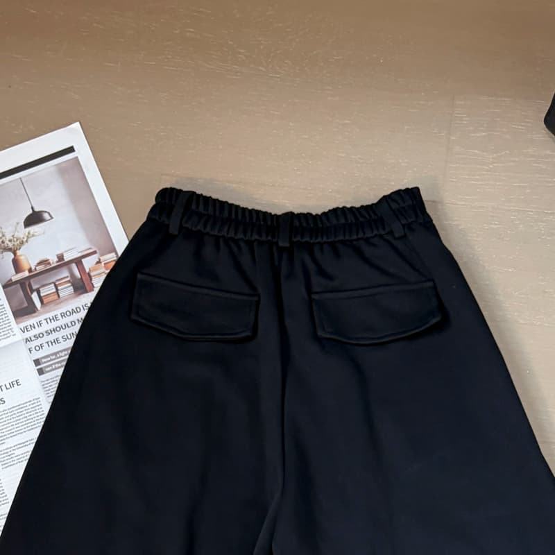 실사 한 부서 캐주얼 디자인 센스 로프 단색 하이웨이스트 와이드 레그 팬츠 루즈핏 긴 바지 상세 이미지 43
