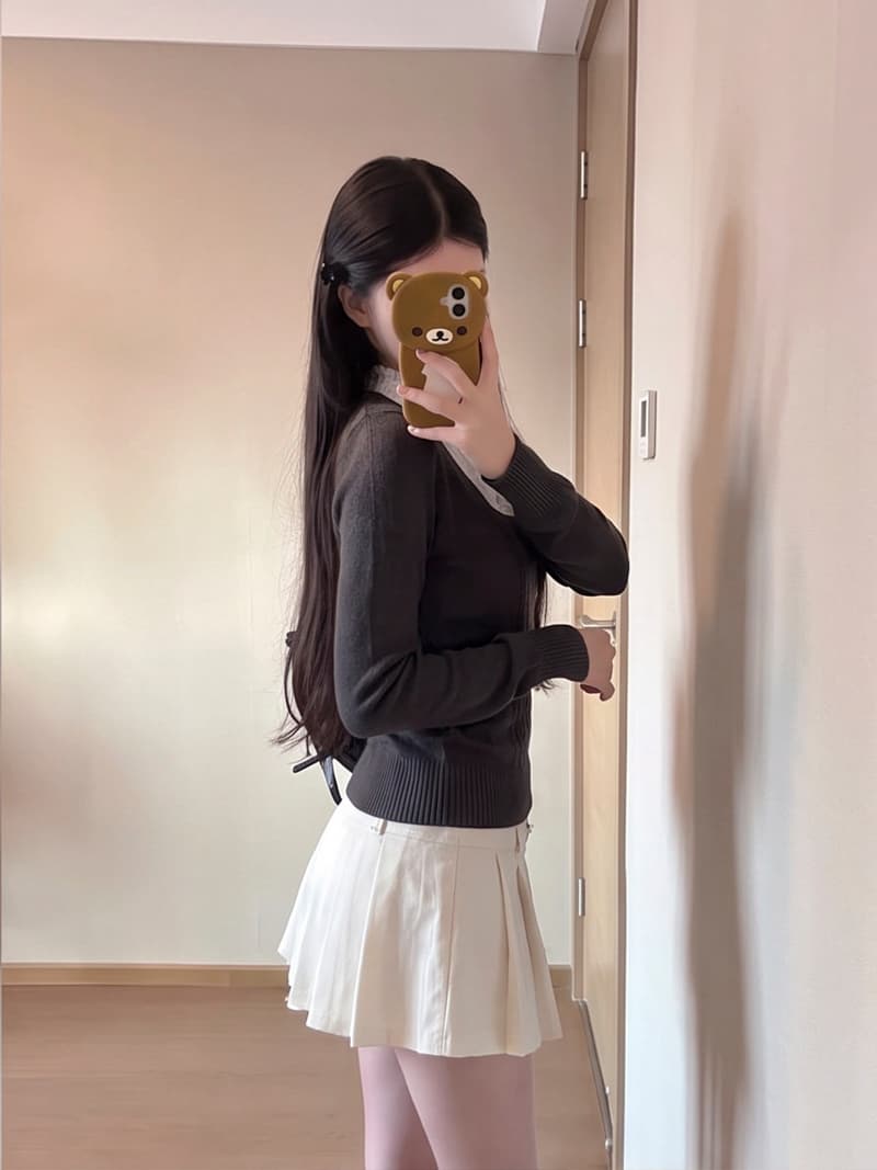 실사 달콤함 하이웨이스트 플리츠 치마바지 허리밴드 노출 방지 치마바지 가을 겨울 모직 미니 스커트 여성 상세 이미지 2