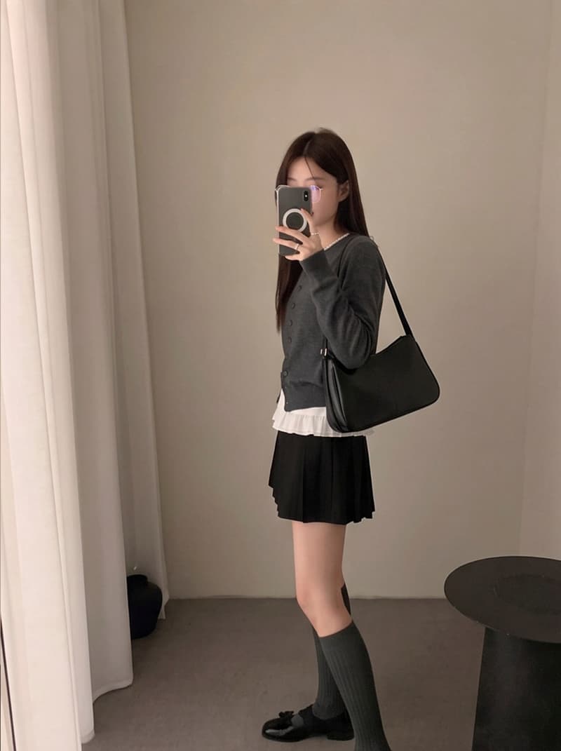 실사 달콤함 하이웨이스트 플리츠 치마바지 허리밴드 노출 방지 치마바지 가을 겨울 모직 미니 스커트 여성 상세 이미지 17
