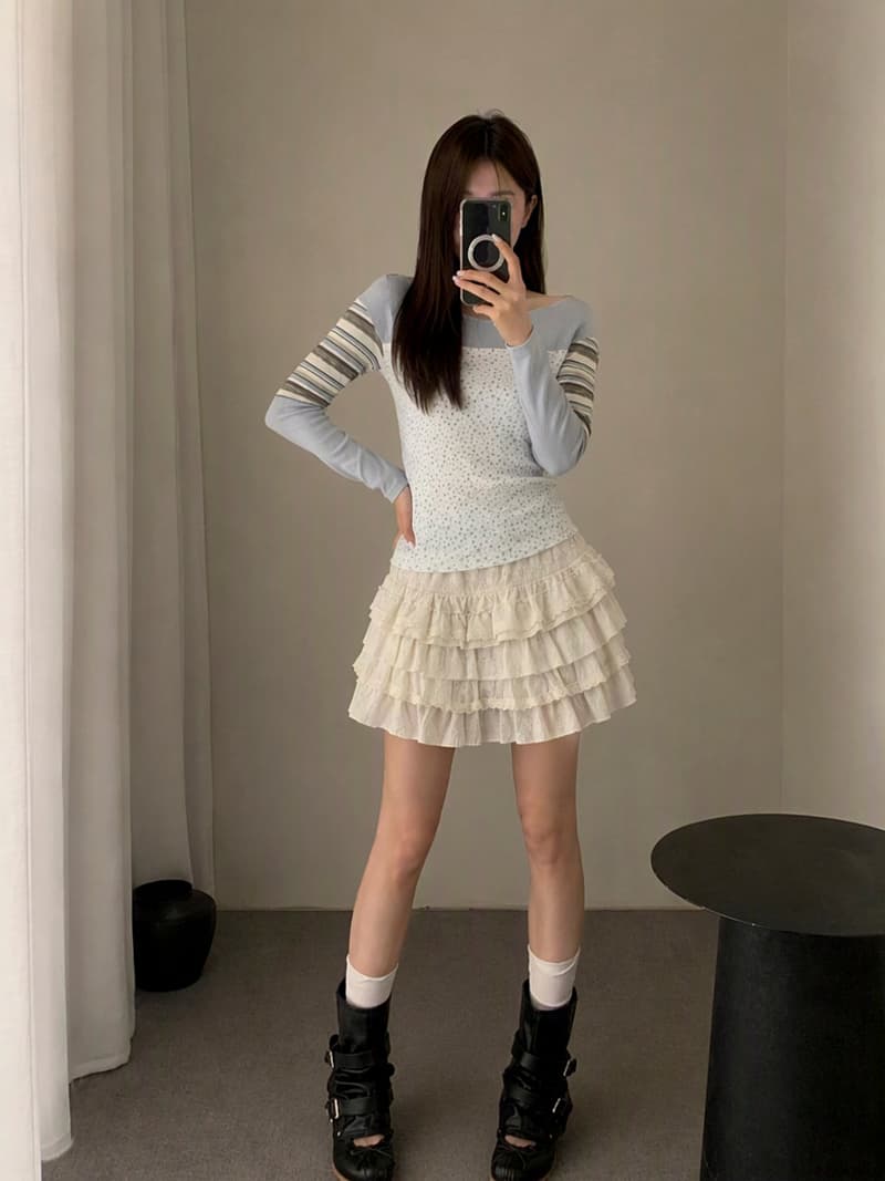 실사 가을 겨울 새로운 하이웨이스트 레이스 레이스 반신 스커트 여성 케이크 미니 스커트 벨트 포함 상세 이미지 4
