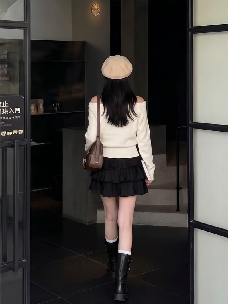실사 가을 겨울 새로운 하이웨이스트 허리밴드 프릴 스웨이드 원단 반신 스커트 한 마디 미니 스커트 케이크 드레스 여성 상세 이미지 4