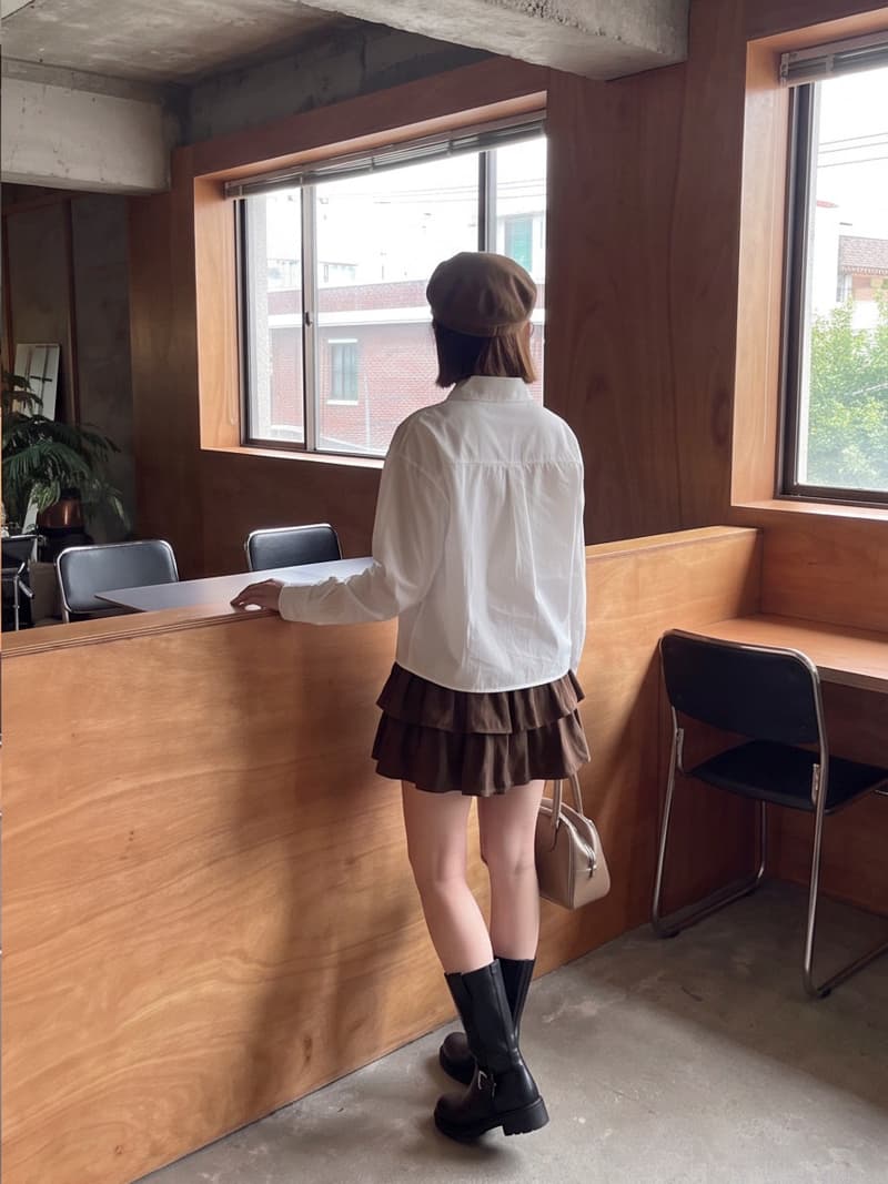 실사 가을 겨울 새로운 하이웨이스트 허리밴드 프릴 스웨이드 원단 반신 스커트 한 마디 미니 스커트 케이크 드레스 여성 상세 이미지 9