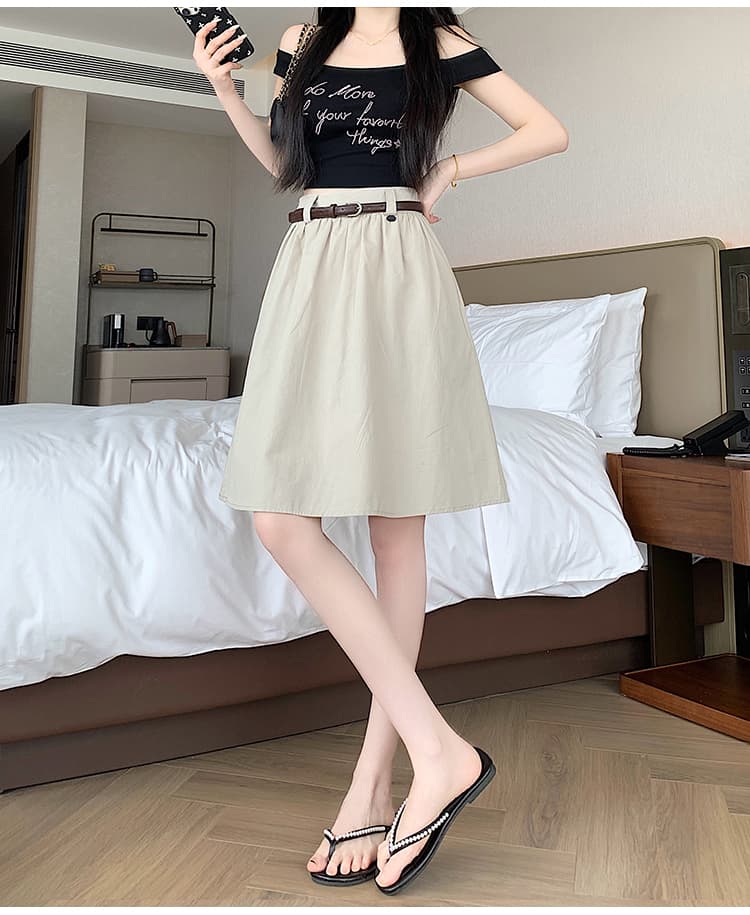 실사 2026 여름 한 부서 미니멀리즘 표지 넓적 다리 슬림해 보이는 핀치 Pleat 워크웨어 5 점 치마 퍼프 한 마디 반신 스커트 벨트 포함 상세 이미지 22