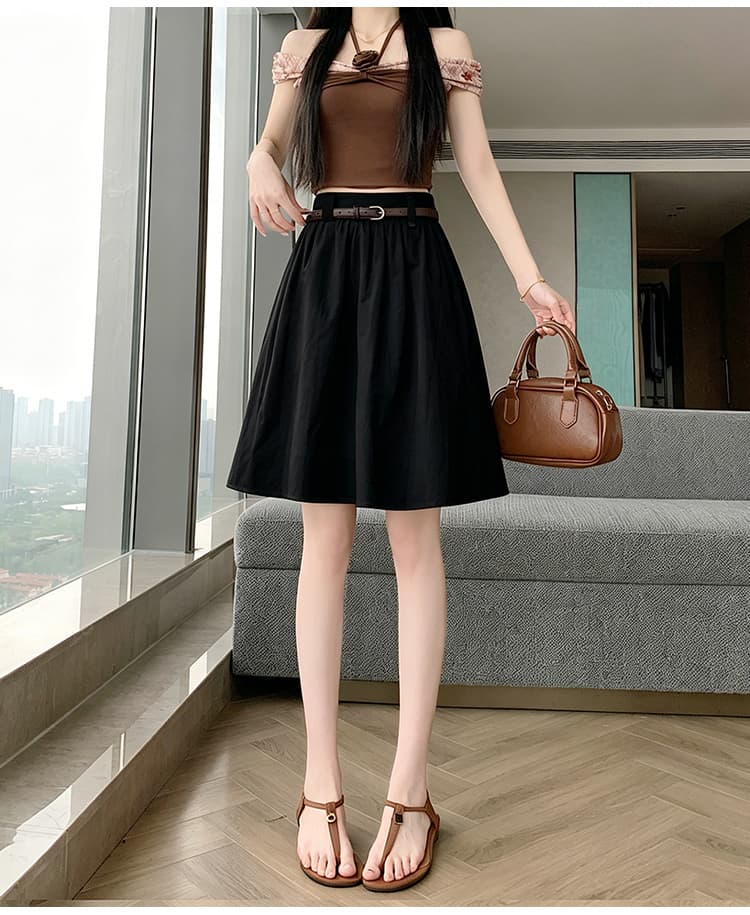 실사 2026 여름 한 부서 미니멀리즘 표지 넓적 다리 슬림해 보이는 핀치 Pleat 워크웨어 5 점 치마 퍼프 한 마디 반신 스커트 벨트 포함 상세 이미지 39