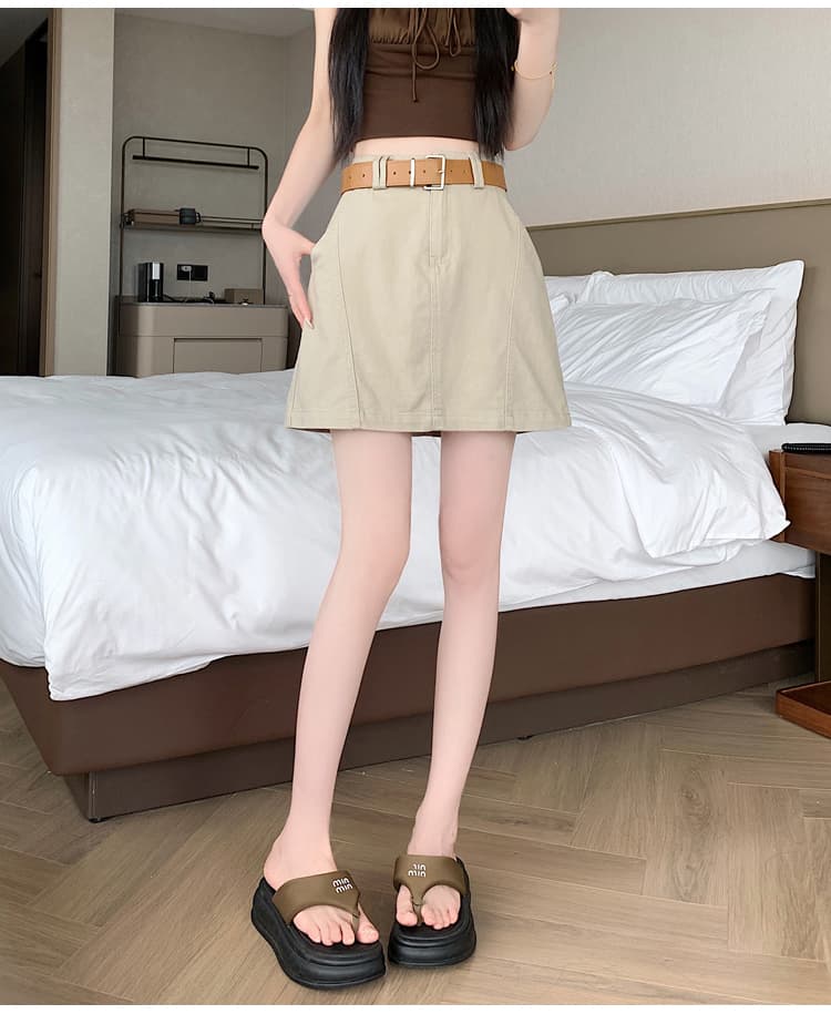 실사 2026 여름 한 부서 슬림해 보이는 달콤한 차가운 핫걸 워시 물 노출 방지 한 마디 반신 스커트 워크웨어 미니 스커트 벨트 포함 상세 이미지 37
