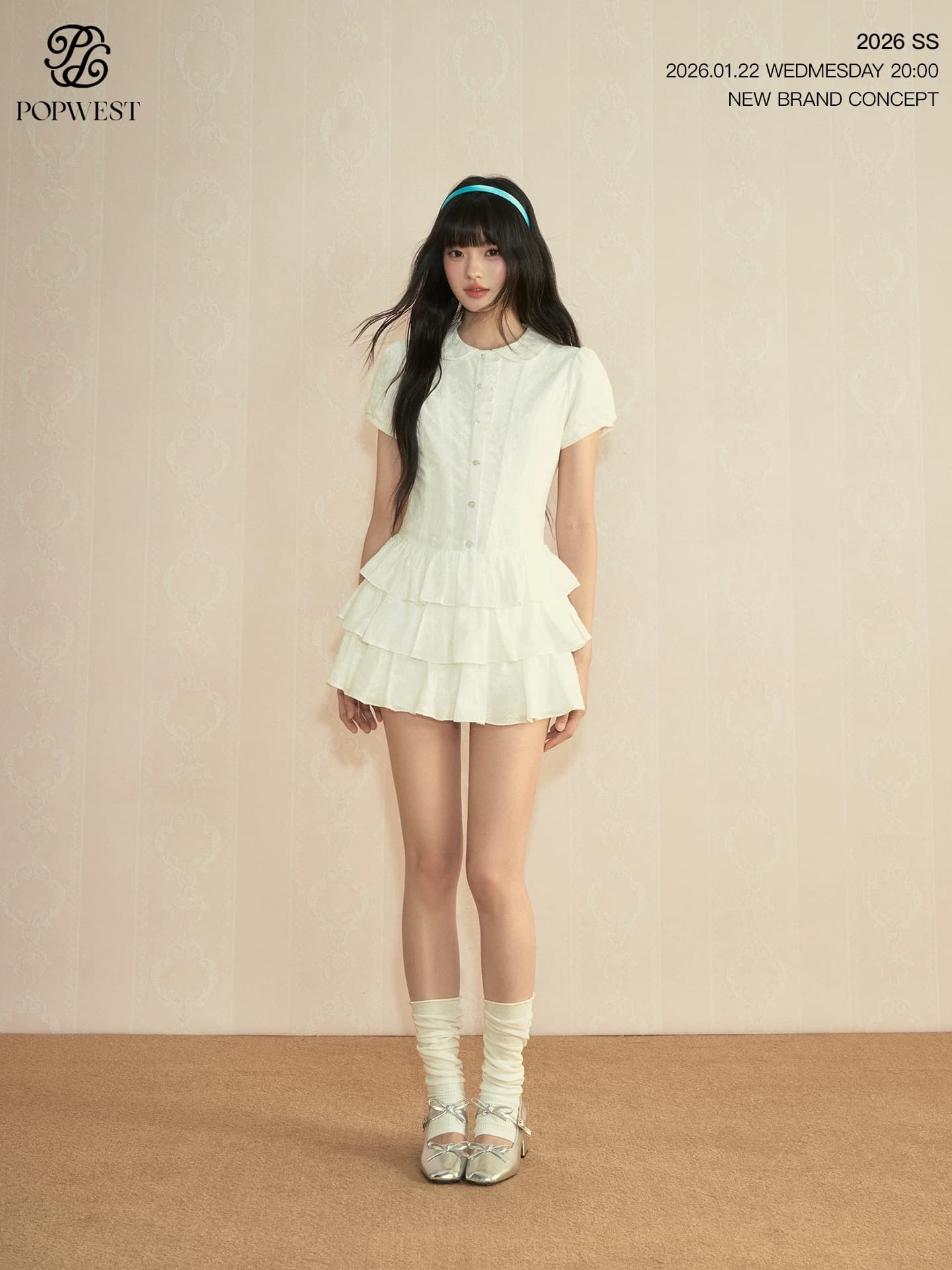 popwest 오리지널 학원 스타일 거품 소매 셔츠 드레스 허리 수축 다용도 핫걸 치마 A라인 스커트 미니 스커트 이미지 2