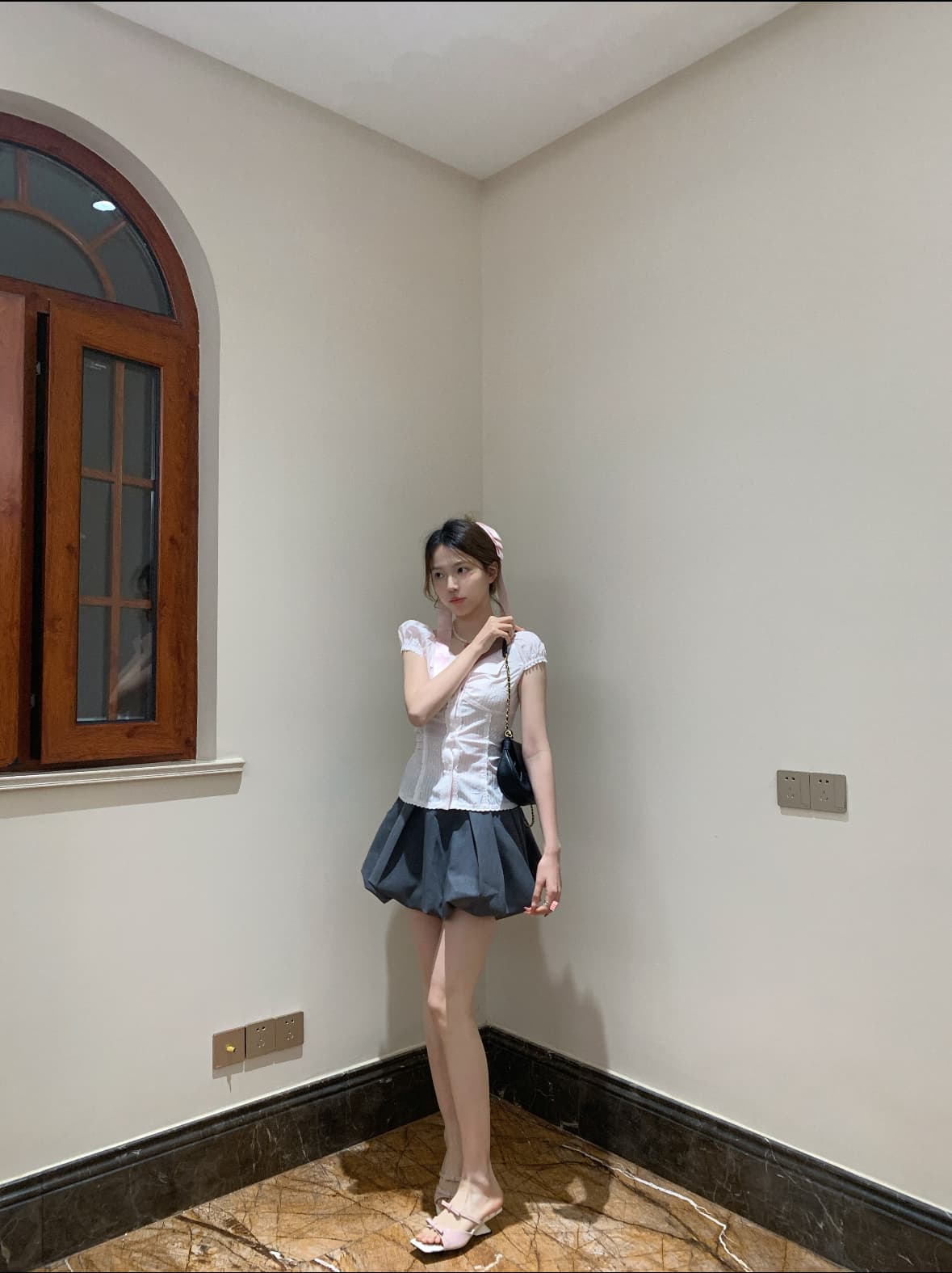 레이스 레이스 체크무늬 반팔 셔츠 여름 새로운 슈퍼 잘 생긴 허리 수축 슬림해 보이는 거품 소매 셔츠 여성 상세 이미지 5