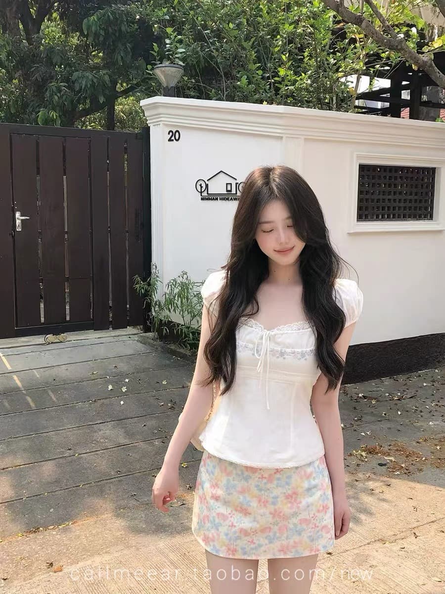 자카드 디자인 쇼트 스타일 니트 오픈 가디건 낭만주의 프랑스식 꽃무늬 미니 스커트 여름 슬림해 보이는 타이트 스커트 타이트 스커트