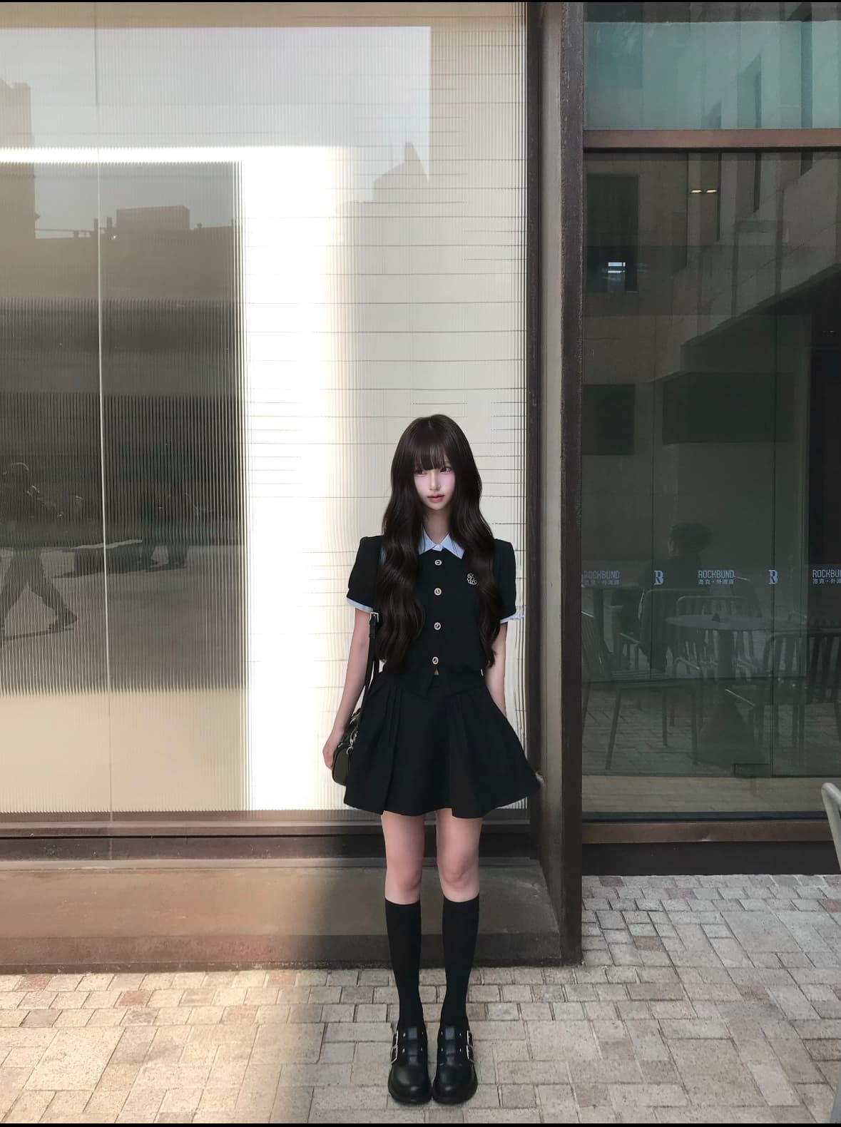 여름 배색 패치워크 페이크 레이어드 반팔 후드티 오픈 가디건 맨위 재킷 퍼프 반 스커트 세트 여성 이미지 2
