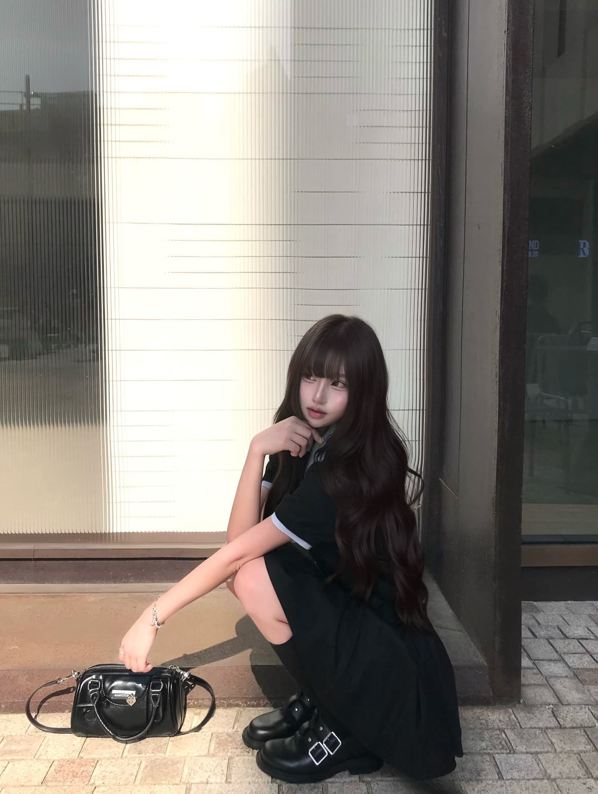 여름 배색 패치워크 페이크 레이어드 반팔 후드티 오픈 가디건 맨위 재킷 퍼프 반 스커트 세트 여성 상세 이미지 7