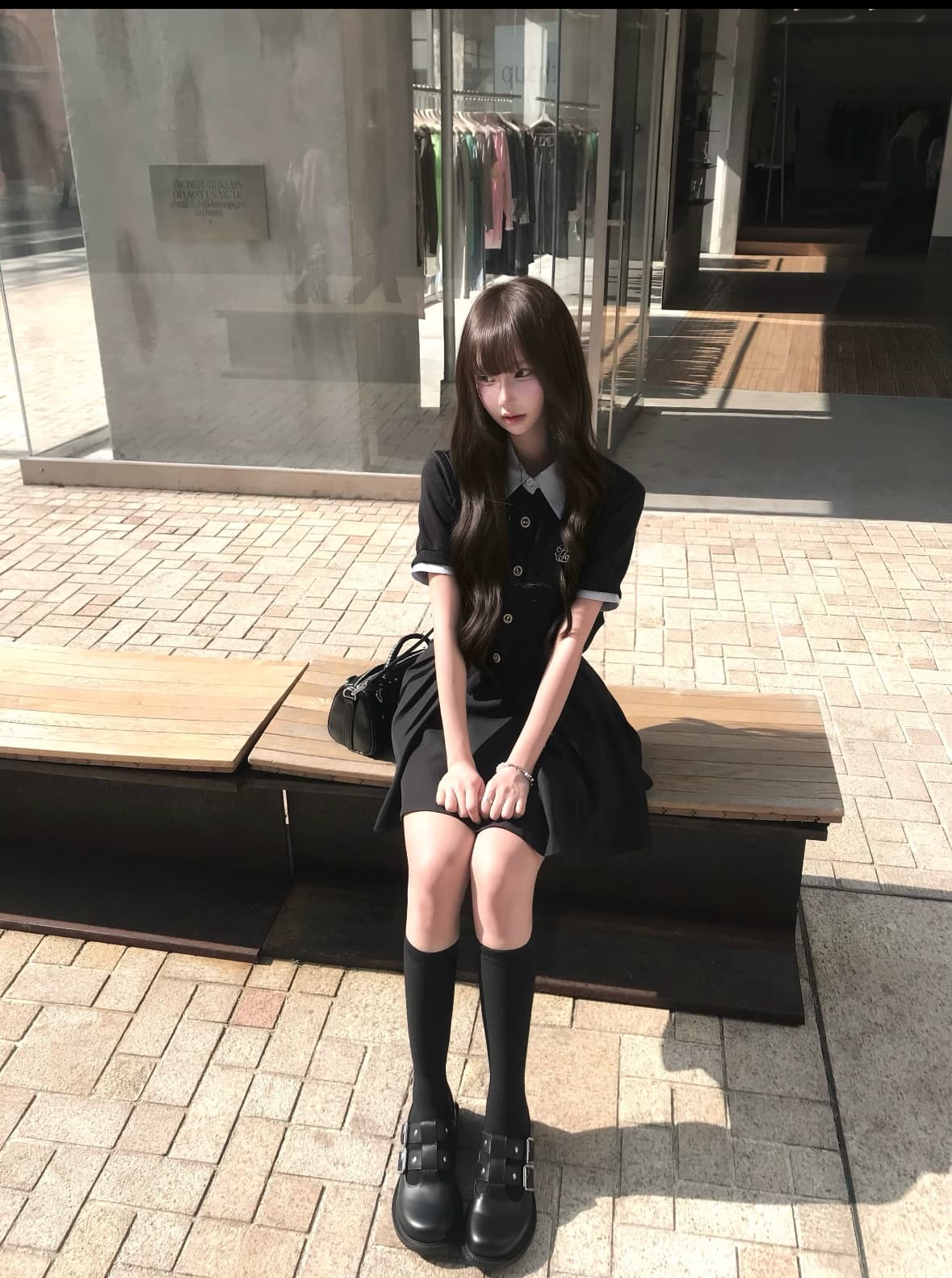 여름 배색 패치워크 페이크 레이어드 반팔 후드티 오픈 가디건 맨위 재킷 퍼프 반 스커트 세트 여성 상세 이미지 8