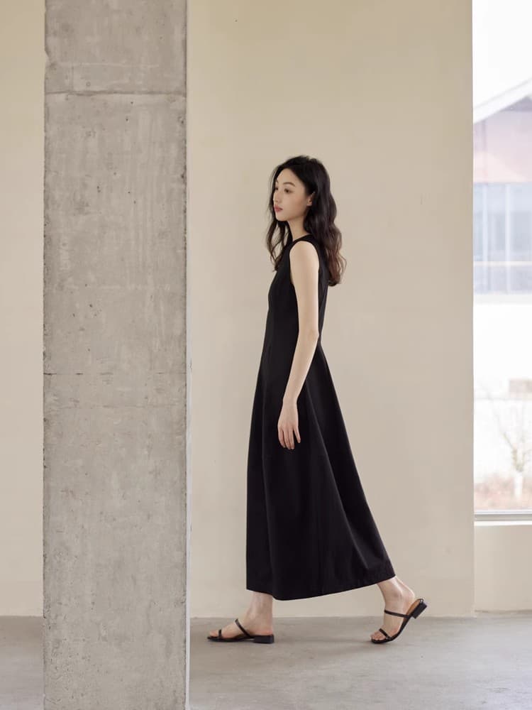 프랑스식 민소매 화이트 여성 드레스 여름 패치워크 허리 수축 검정색 라이센스 조끼 스커트 꽃밭 롱 스커트 상세 이미지 20