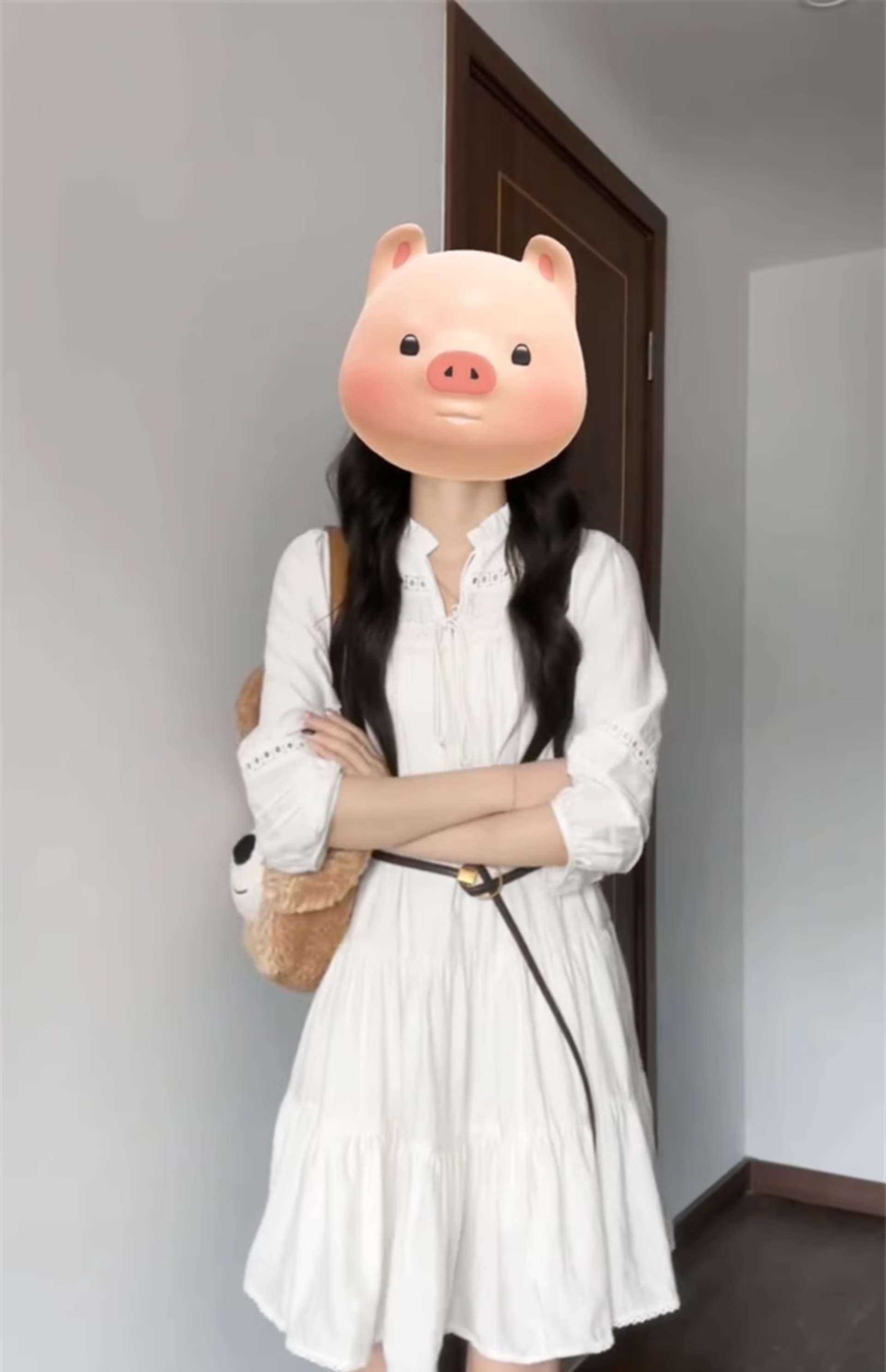 프랑스식 차 휴식 화이트 레이스업 V넥 벨트 홀로우 아웃 드레스 아이들 여름 허리 수축 슬림해 보이는 2026 여름 새로운 상세 이미지 3