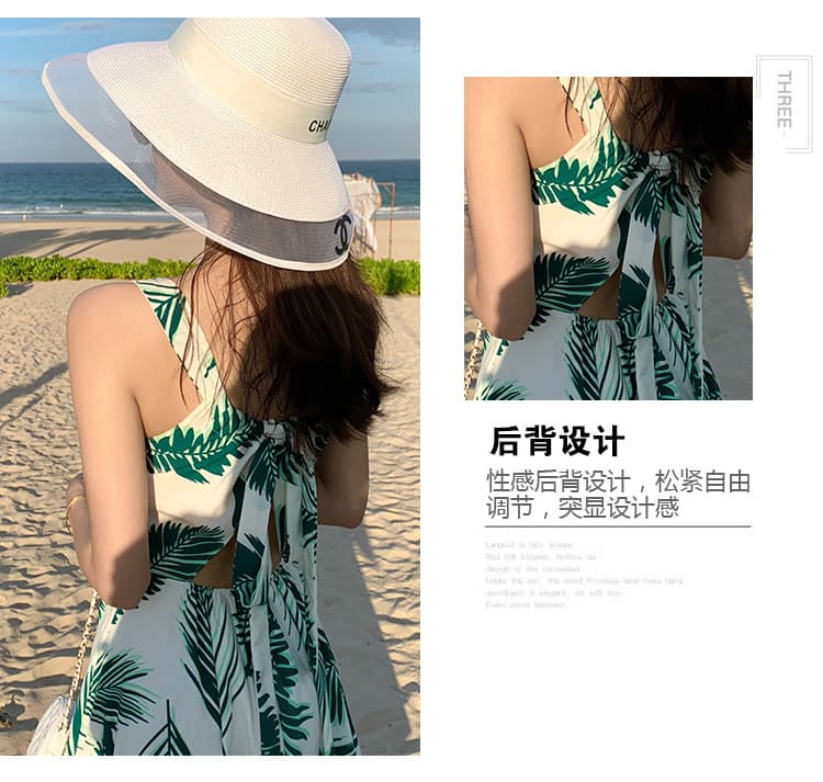 삼아 관광 백리스 슬립 드레스 쉬폰 슈퍼 요정 롱 스커트 태국 해변가 사진 찍기 옷 휴가 해변 드레스 상세 이미지 4