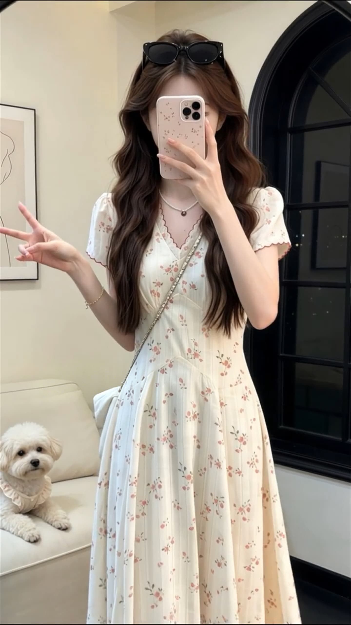 부드러운 달콤한 스타일 프랑스식 꽃무늬 여성 드레스 여름 새로운 슈퍼 잘 생긴 품격 작은 키 높은 품질 롱 스커트 상세 이미지 3