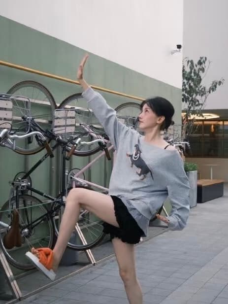 루 유 샤오 첸 작은 혼란스러운 같은 단락 아메리칸 레트로 진주 닥스 훈트 비스듬한 어깨 루즈핏 캐주얼 라운드 넥 프린트 후드티 여성 상세 이미지 5
