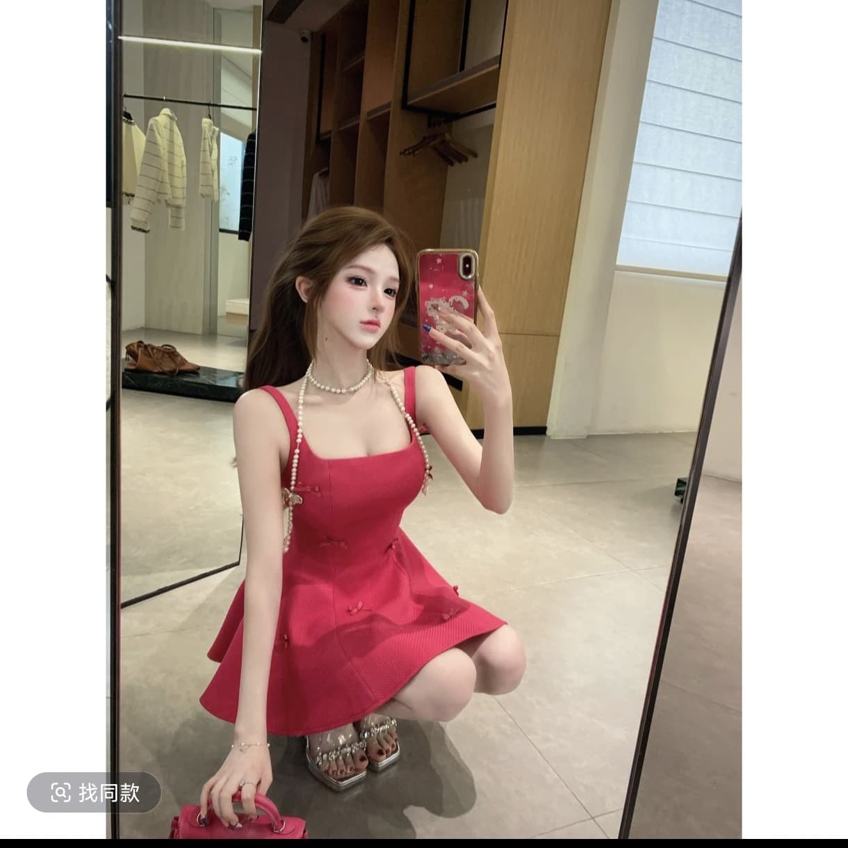 루이 茜 웨이 Sher S 감기 장미 여름 순수한 욕망 천 금빛 바람 프랑스식 작은 대중 디자인 드레스 r2700l 이미지 4