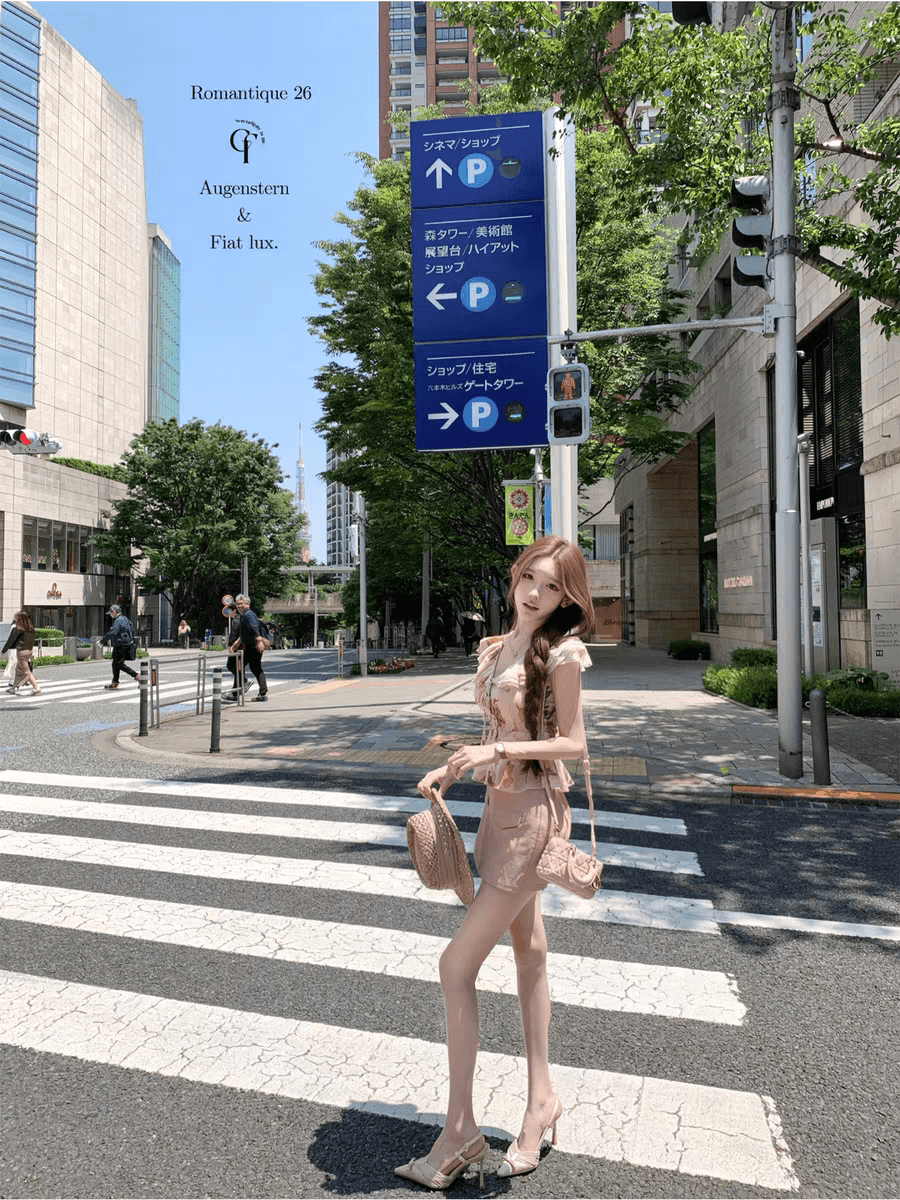 26 ss 사쿠라 음 나이 나이 분말 장미 꽃무늬 프릴 셔츠 분말 스웨이드 반 스커트 이미지 4