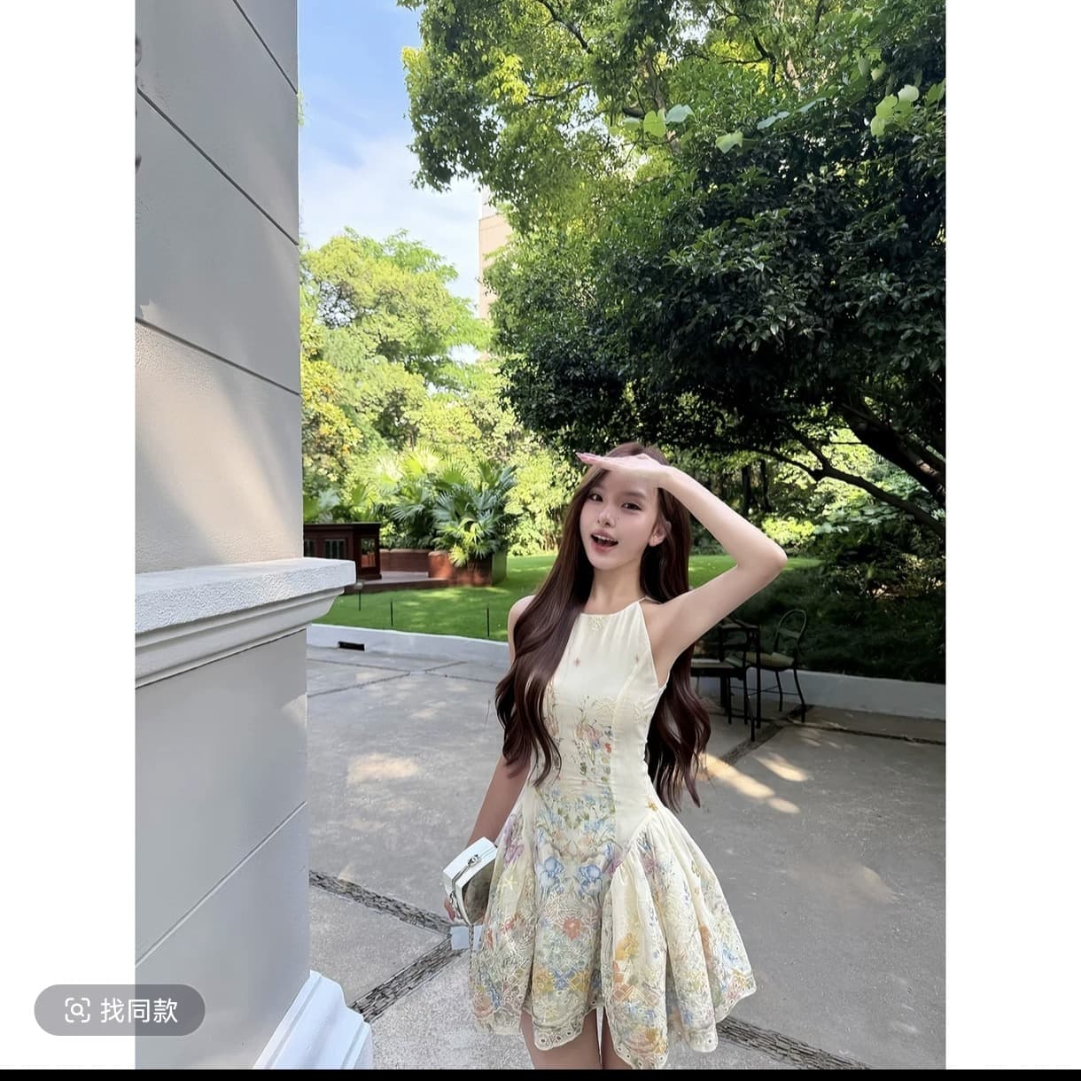 앨리스 꿈 나라 품질 고급 센스 행침 목 드레스 레이스 디자인 센스 프린트 휴가 바람 허리 수축 치마