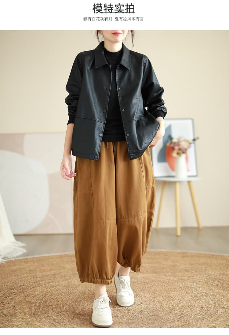 2026 새로운 봄 검정색 가죽 재킷 여성 코트 폴로 칼라 폭발 차가운 바람의 소리 바람 작은 키 pu 루즈핏 다용도 재킷 상세 이미지 3