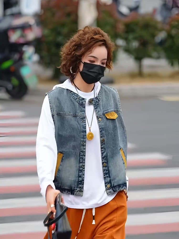 2026 봄 여름 새로운 캐주얼 패치워크 배색 데님 워싱 조끼 슬림해 보이는 문예 베스트 다용도 스택 착용 맨위 상세 이미지 4