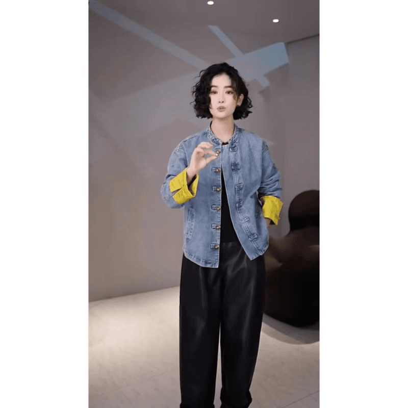 2026 가을 새로운 무거운 작업 새로운 중식 패치워크 단추 데님 다용도 디자인 센스 품격 재킷 트렌드 맨위 이미지 4