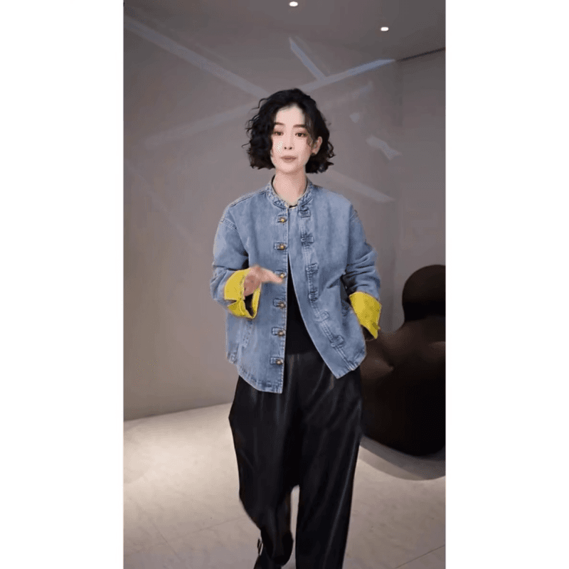 2026 가을 새로운 무거운 작업 새로운 중식 패치워크 단추 데님 다용도 디자인 센스 품격 재킷 트렌드 맨위 이미지 3
