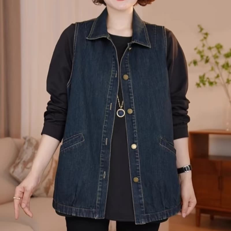 2026 가을 새로운 유럽 역 데님 워시 물 조끼 여자 다용도 캐주얼 패션 미니멀리즘 연령 감소 조끼 맨위 이미지 4