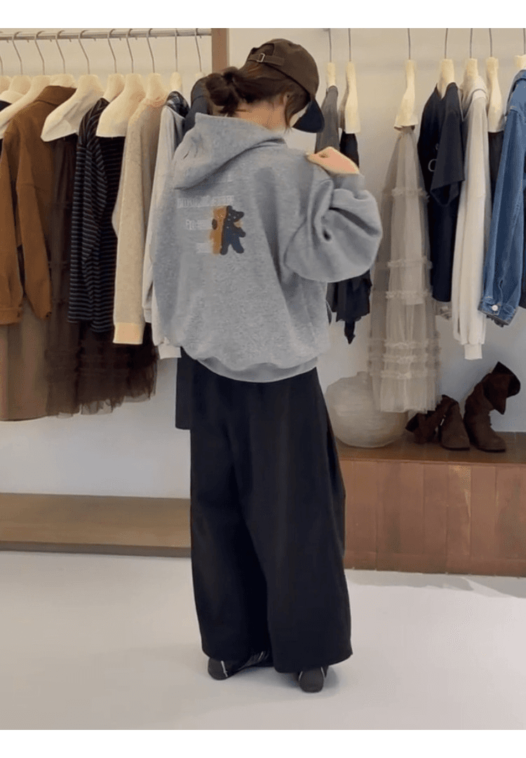 이른 가을 한 부서 느긋한 chic 후드티 고유 한 슈퍼 잘 생긴 작은 대중 디자인 센스 슬림해 보이는 회색 후드 프린트 맨위 상세 이미지 5