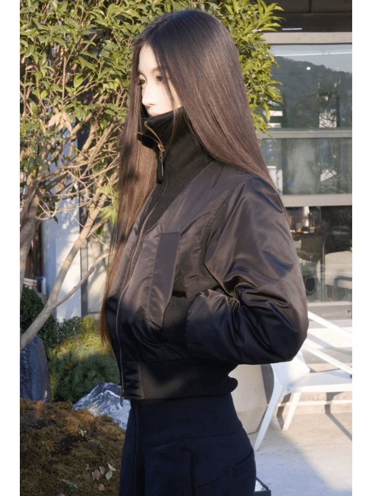 검정색 재킷 재킷 2026 가을 새로운 고유 한 슈퍼 잘 생긴 패션 캐주얼 다용도 스탠드 칼라 지퍼 짧은 맨위 상세 이미지 1